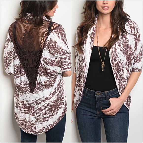 Sweaters - Sassy Flirty Lace Detail Tie Dye Cardigan XS